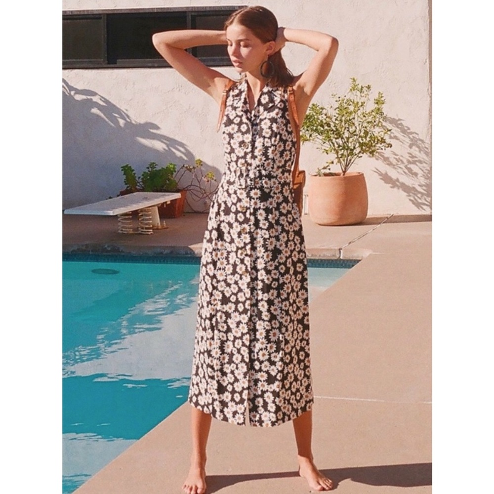 NEW Free People Fresh Flowers Midi Dress 8 daisy